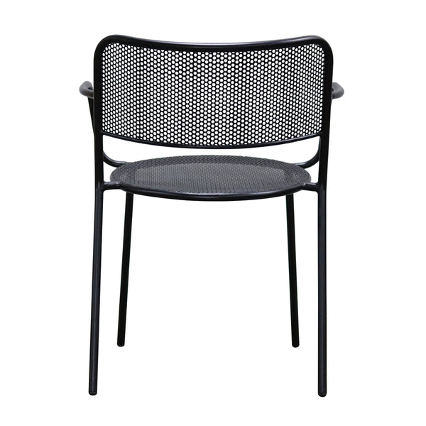 Nansen Perforated Steel Stackable Outdoor Armchairs Powder Coated Weather Resistant Patio Set
