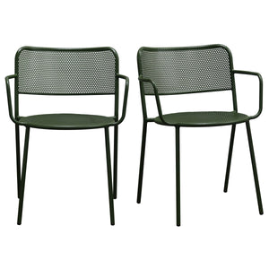 Nansen Perforated Steel Stackable Outdoor Armchairs Powder Coated Weather Resistant Patio Set