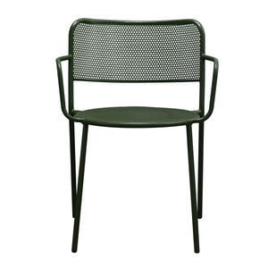 Nansen Perforated Steel Stackable Outdoor Armchairs Powder Coated Weather Resistant Patio Set
