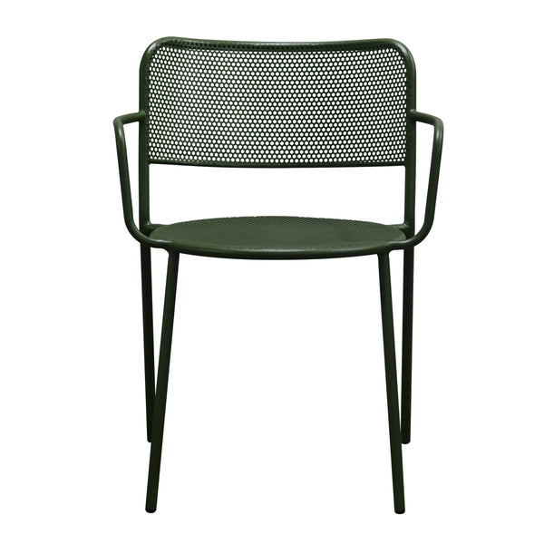 Nansen Perforated Steel Stackable Outdoor Armchairs Powder Coated Weather Resistant Patio Set