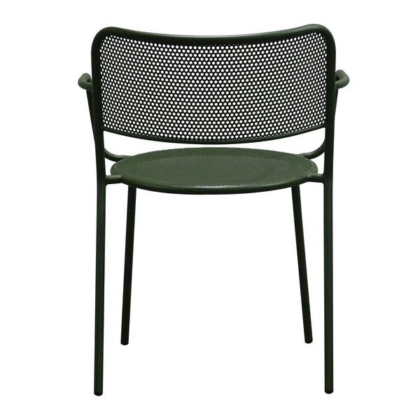 Nansen Perforated Steel Stackable Outdoor Armchairs Powder Coated Weather Resistant Patio Set