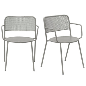 Nansen Perforated Steel Stackable Outdoor Armchairs Powder Coated Weather Resistant Patio Set