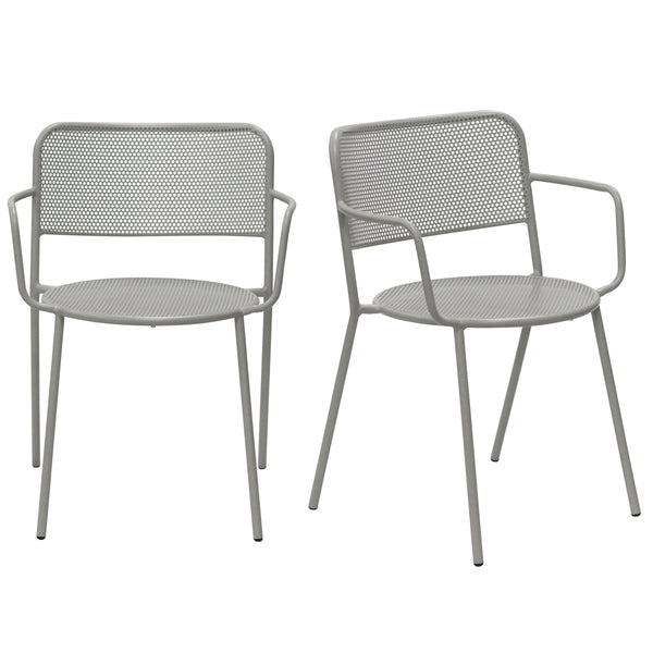 Nansen Perforated Steel Stackable Outdoor Armchairs Powder Coated Weather Resistant Patio Set