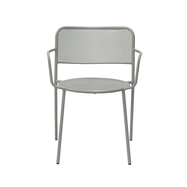 Nansen Perforated Steel Stackable Outdoor Armchairs Powder Coated Weather Resistant Patio Set