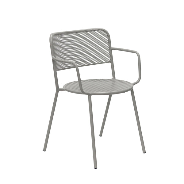 Nansen Perforated Steel Stackable Outdoor Armchairs Powder Coated Weather Resistant Patio Set