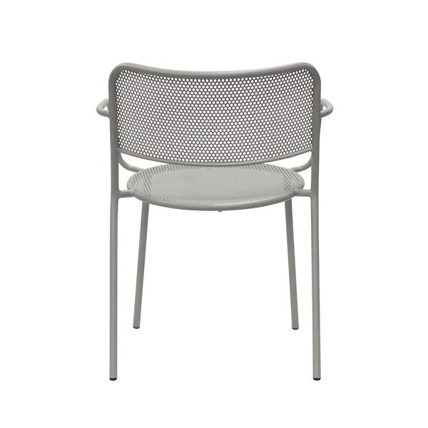 Nansen Perforated Steel Stackable Outdoor Armchairs Powder Coated Weather Resistant Patio Set