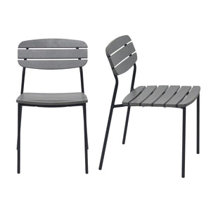 EE Test Vendor Kalmar Stackable Resin Outdoor Side Chair with Anti-rust Steel Frame for Patios and Cafes Dark Gray EETEST-90790-DKGRY