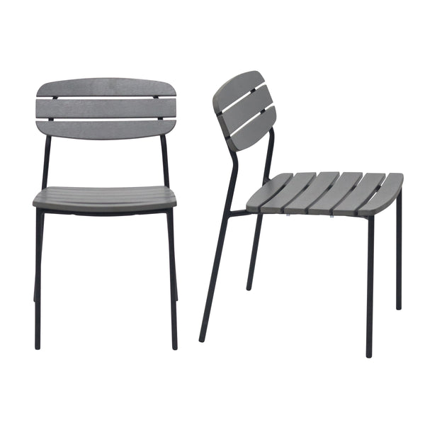 EE Test Vendor Kalmar Stackable Resin Outdoor Side Chair with Anti-rust Steel Frame for Patios and Cafes Dark Gray EETEST-90790-DKGRY