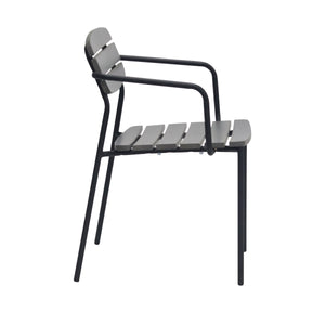 Kalmar Stackable Resin Outdoor Armchair Set Weather Resistant Patio Seating with Steel Frame