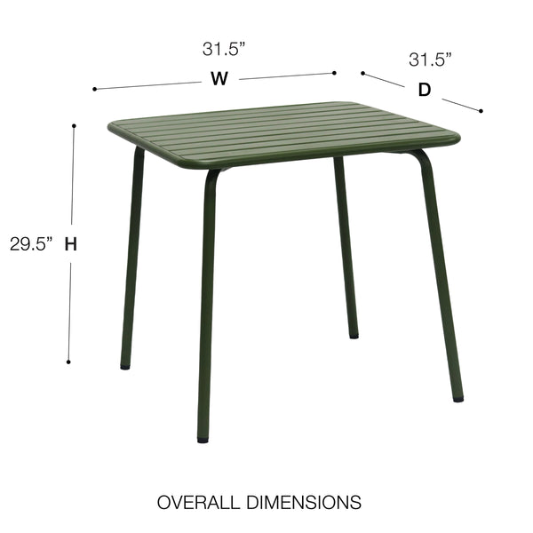 Rosco Outdoor Steel Accent Table with Rust Resistant Powder Coat for Patio Garden or Commercial