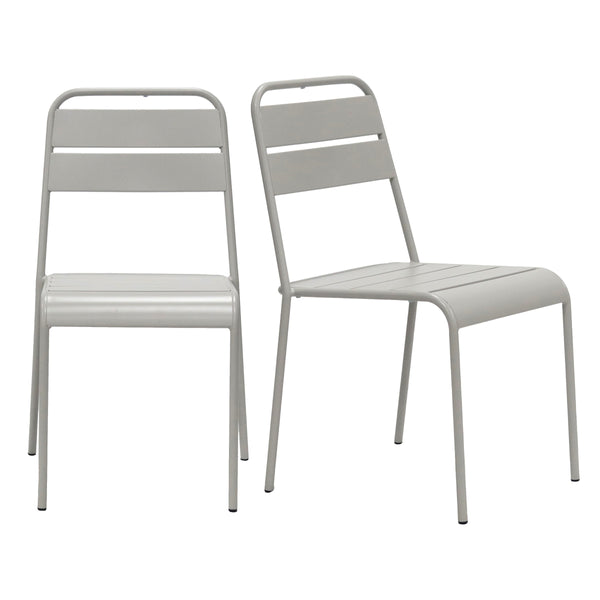 EE Test Vendor Rosco Stackable Steel Outdoor Side Chair Set Powder Coated Rust Resistant for Patio and Commercial Oyster Gray EETEST-90867-OYSGRY