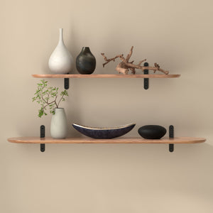 Catalina Floating Wall Shelf with Steel Brackets and Wood Veneer Finish for Modern Home Decor