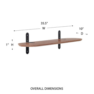 Catalina Floating Wall Shelf with Steel Brackets and Wood Veneer Finish for Modern Home Decor