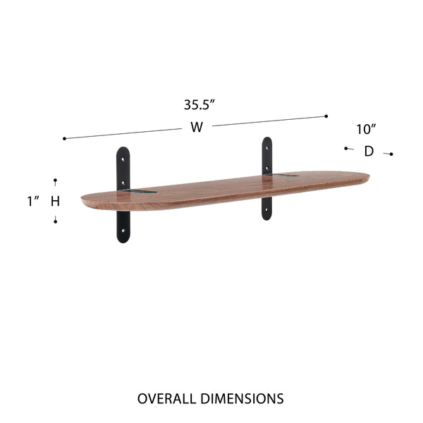 Catalina Floating Wall Shelf with Steel Brackets and Wood Veneer Finish for Modern Home Decor