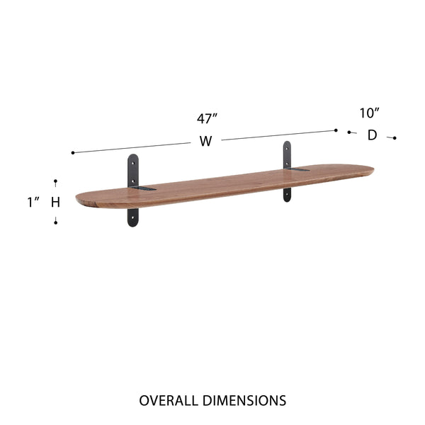 Catalina Floating Wall Shelf with Steel Brackets and Lacquered Veneer for Modern Home Decor