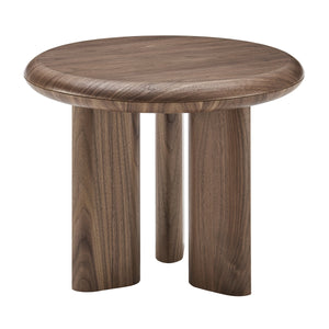 Albert Round Walnut Veneer Side Table Mid-century Three Leg Design for Home or Office
