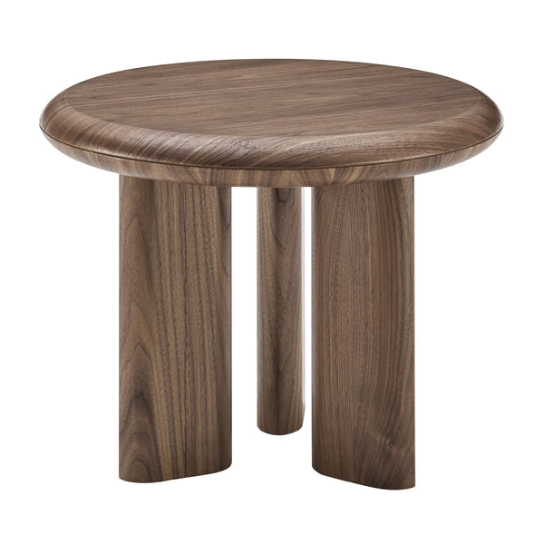 Albert Round Walnut Veneer Side Table Mid-century Three Leg Design for Home or Office