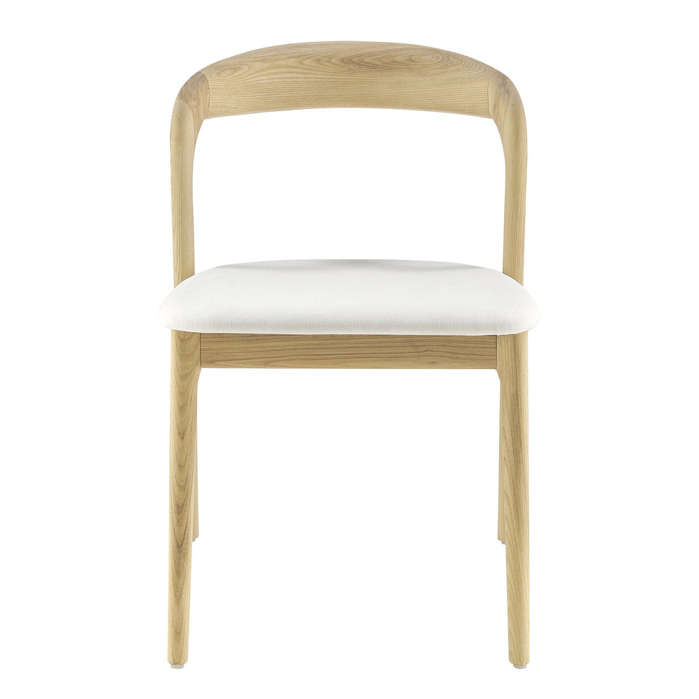EE Test Vendor Estelle Ergonomic Dining Side Chair Foam Cushion Upholstered Seat Solid Wood Frame White/Natural EETEST-91020-WHT