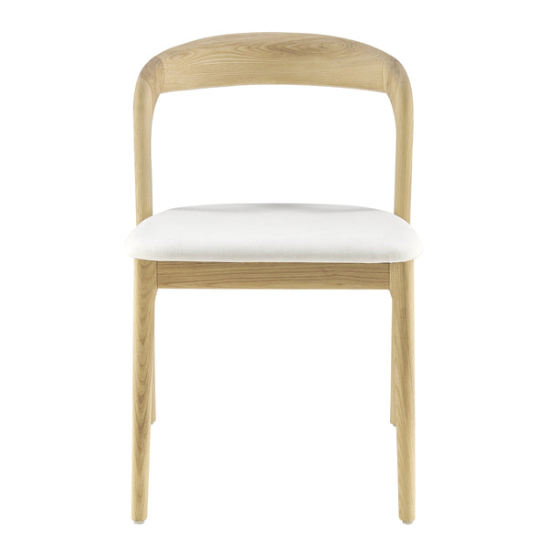 EE Test Vendor Estelle Ergonomic Dining Side Chair Foam Cushion Upholstered Seat Solid Wood Frame White/Natural EETEST-91020-WHT