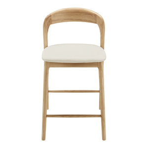 EE Test Vendor Estelle Ergonomic Counter Stool Foam Cushion Seat Wood Base Kitchen Bar Seating White/Natural EETEST-91040-WHT