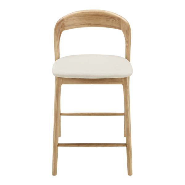 EE Test Vendor Estelle Ergonomic Counter Stool Foam Cushion Seat Wood Base Kitchen Bar Seating White/Natural EETEST-91040-WHT