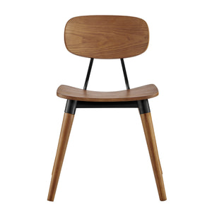 Vega Walnut Wood Dining Chair Set of 2 with Matte Black Steel for Modern Spaces