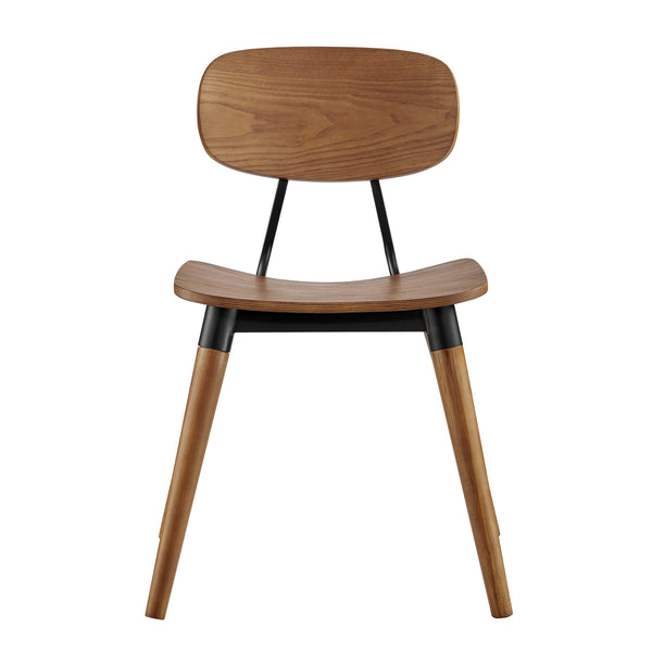 Vega Walnut Wood Dining Chair Set of 2 with Matte Black Steel for Modern Spaces