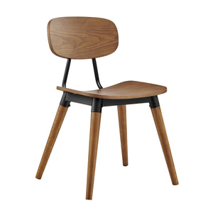 Vega Walnut Wood Dining Chair Set of 2 with Matte Black Steel for Modern Spaces