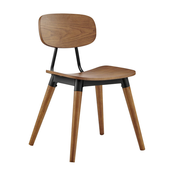 Vega Walnut Wood Dining Chair Set of 2 with Matte Black Steel for Modern Spaces