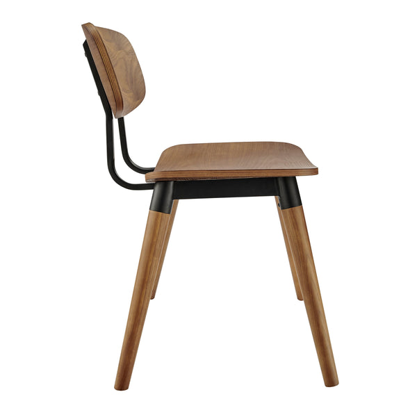 Vega Walnut Wood Dining Chair Set of 2 with Matte Black Steel for Modern Spaces