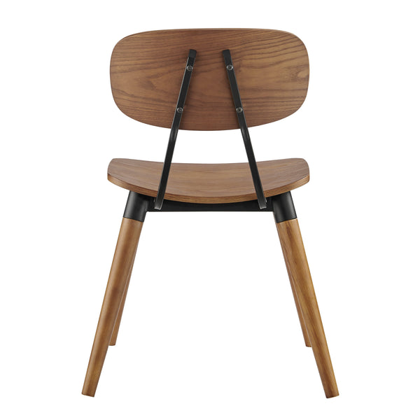Vega Walnut Wood Dining Chair Set of 2 with Matte Black Steel for Modern Spaces