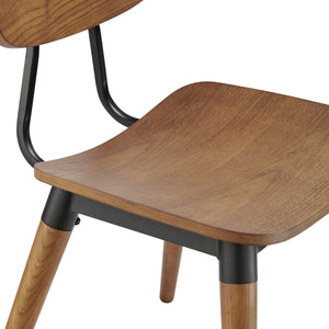 Vega Walnut Wood Dining Chair Set of 2 with Matte Black Steel for Modern Spaces