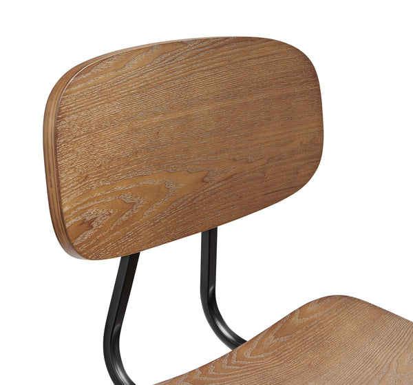 Vega Walnut Wood Dining Chair Set of 2 with Matte Black Steel for Modern Spaces