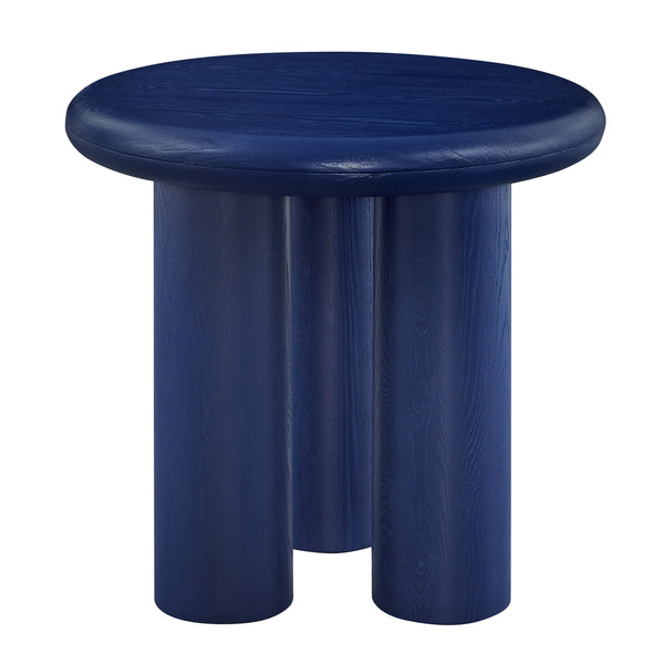 Gunda Round Ash Veneer Side Table with Metal Rod Legs for Modern Living Room Accent Decor