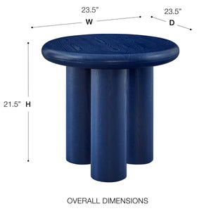 Gunda Round Ash Veneer Side Table with Metal Rod Legs for Modern Living Room Accent Decor