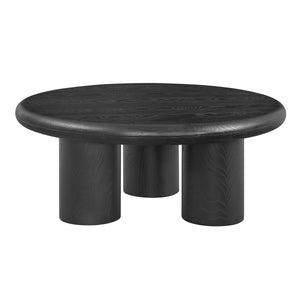 EE Test Vendor Gunda Round Coffee Table Black Ash Veneer with Reinforced Legs for Living Room EETEST-91816BLK-KIT