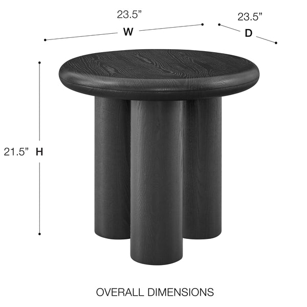 Gunda Round Ash Veneer Side Table with Metal Rod Legs for Modern Living Room Accent Decor