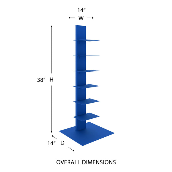 Sapiens Steel Bookcase Tower Slim Vertical Shelving Unit for Space Saving Home Organization
