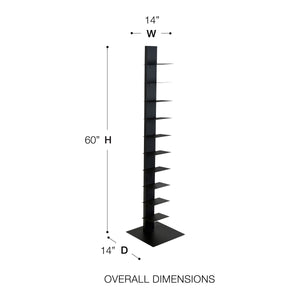 Sapiens Steel Bookcase Tower Slim Sturdy Shelving Unit for Modern Home or Office Organization
