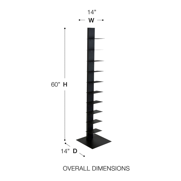 Sapiens Steel Bookcase Tower Slim Sturdy Shelving Unit for Modern Home or Office Organization