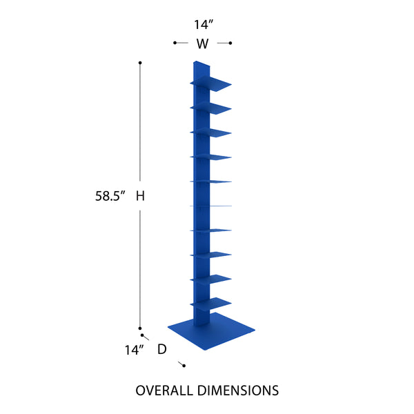 Sapiens Steel Bookcase Tower Slim Sturdy Shelving Unit for Modern Home or Office Organization
