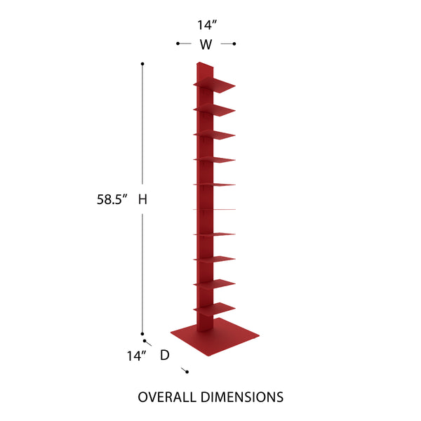 Sapiens Steel Bookcase Tower Slim Sturdy Shelving Unit for Modern Home or Office Organization
