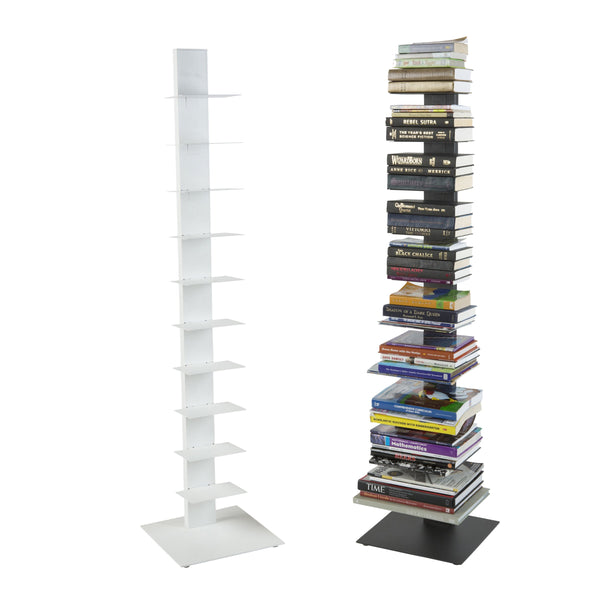 Sapiens Steel Bookcase Tower Slim Sturdy Shelving Unit for Modern Home or Office Organization