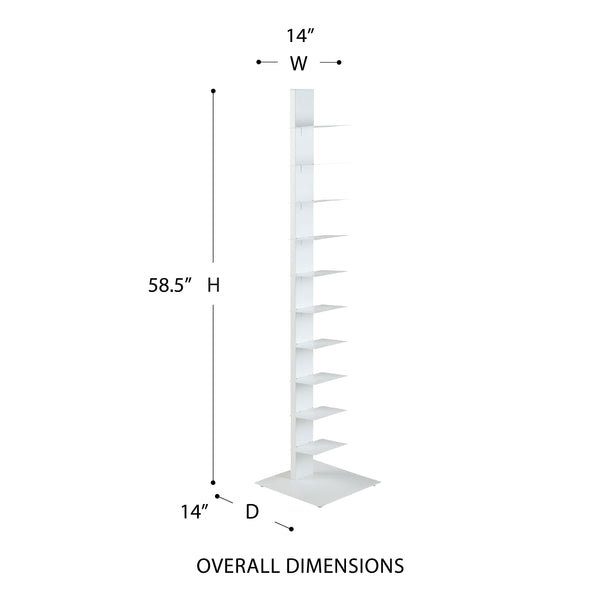Sapiens Steel Bookcase Tower Slim Sturdy Shelving Unit for Modern Home or Office Organization