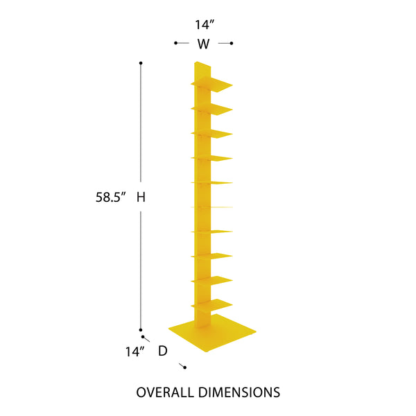 Sapiens Steel Bookcase Tower Slim Sturdy Shelving Unit for Modern Home or Office Organization