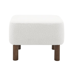 EE Test Vendor Beatrice Upholstered Accent Stool with Foam Seat and Solid Walnut Wood Legs EETEST-94272-WHT