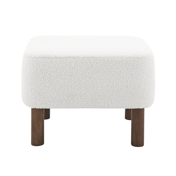 EE Test Vendor Beatrice Upholstered Accent Stool with Foam Seat and Solid Walnut Wood Legs EETEST-94272-WHT