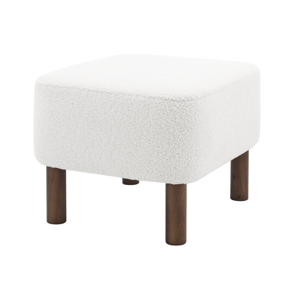 Beatrice Upholstered Accent Stool with Foam Seat and Solid Walnut Wood Legs
