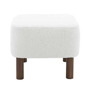 Beatrice Upholstered Accent Stool with Foam Seat and Solid Walnut Wood Legs