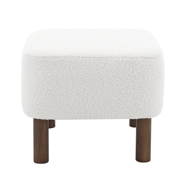 Beatrice Upholstered Accent Stool with Foam Seat and Solid Walnut Wood Legs